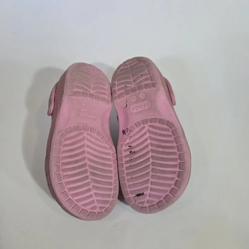 Crocs Pink Girls Clogs Sandals Glitter  Sz C13